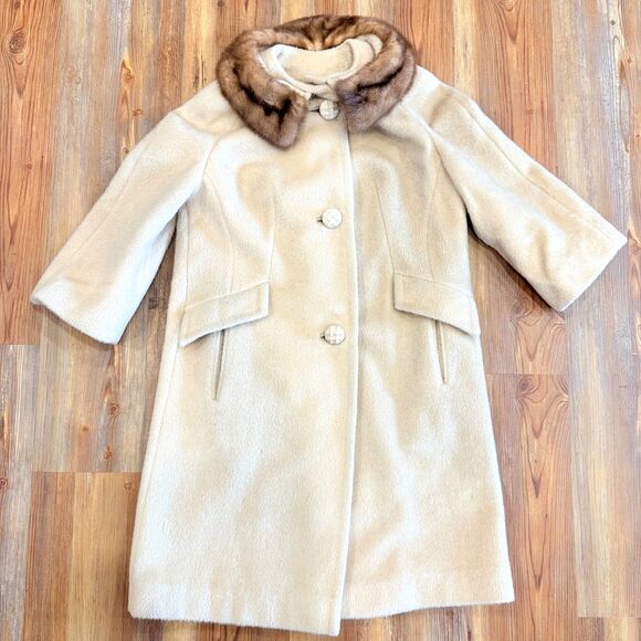 Vintage 1960s Mar-Del by Rice Coat - Fur Collar Swing Coat Size Medium - Picture 4 of 16